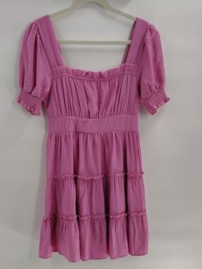 MINE Rose Ruffle Midi Dress Size Large Smock Back